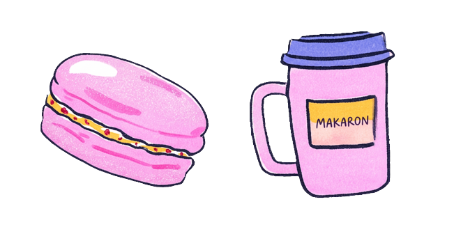 Sweet Pink Macaron & Coffee Cup