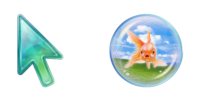 Frutiger Aero Turquoise Arrow & Goldfish Bubble