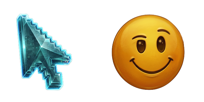 Frutiger Aero Pixelated Arrow & Happy Face