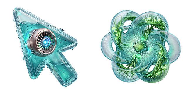 Frutiger Aero Fan Arrow & Cyber Flower