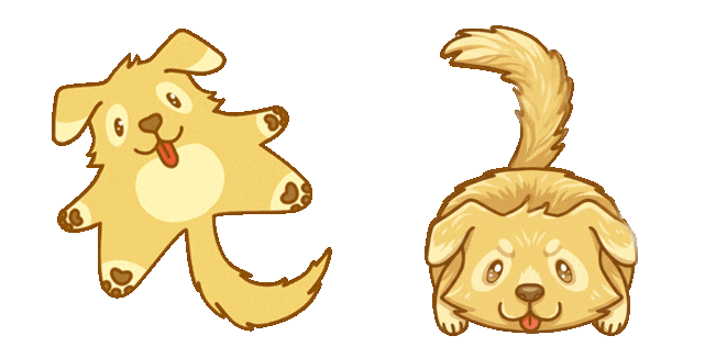 Fluffy Golden Dog Animated Style