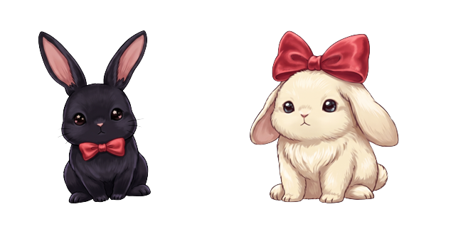 Sweet Lop Rabbit with Red Bow & Bowtie
