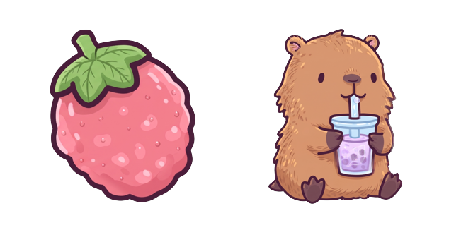 Kawaii Capybara with Sweet Strawberry