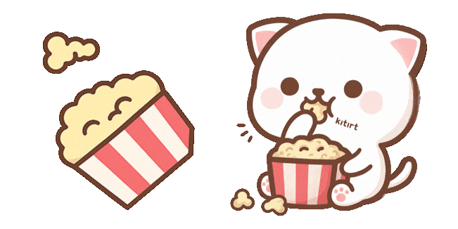 Funny Kitten & Movie Popcorn Animated