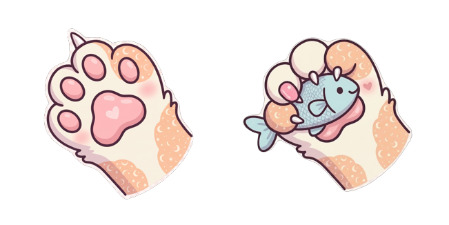 Cute Kitten Paw & Little Fish Toy