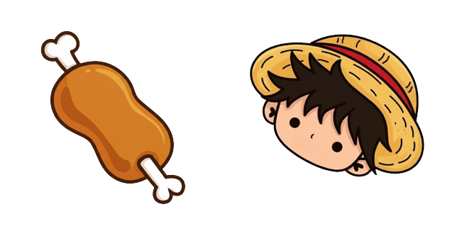 Cute One Piece Luffy Straw Hat Face & Meat