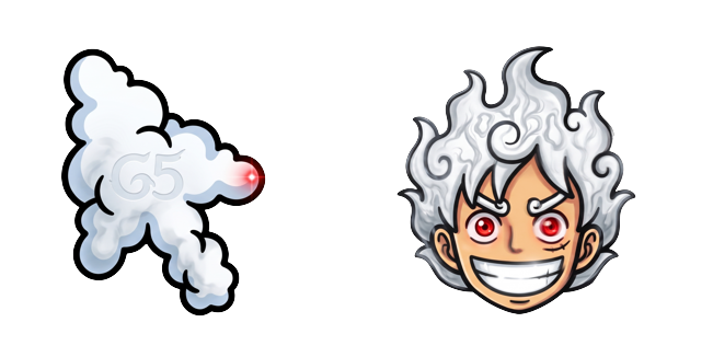 One Piece Gear 5 Luffy Cloud Cursor & Smiling Face