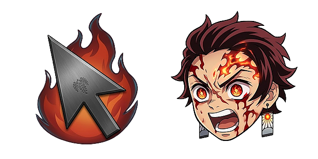 Demon Slayer Tanjiro Rage Face and Fire Pointer