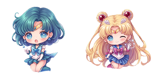 Kawaii Sailor Guardians Mercury and Sailor Moon