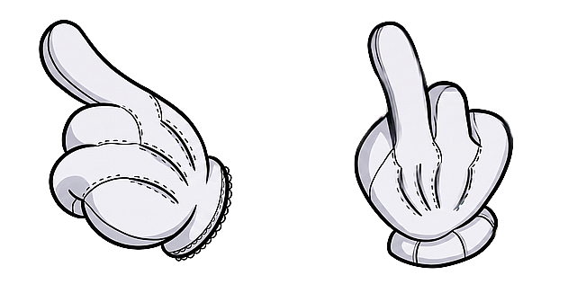 Funny Mickey Style White Glove Middle Finger