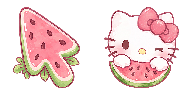 Cute Hello Kitty Winking with Watermelon Mouse