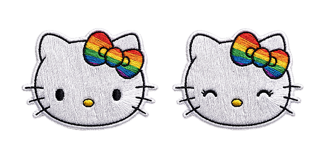 Hello Kitty Rainbow Bow Stitched
