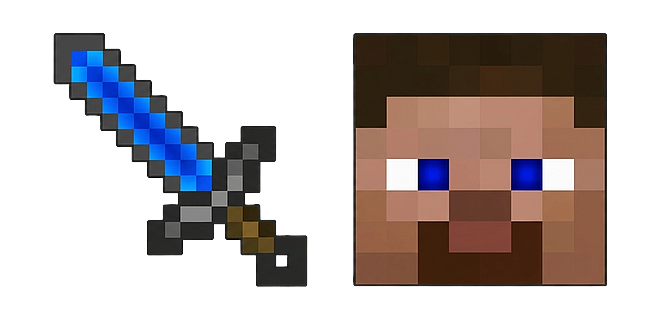 Minecraft Character Steve Head and Weapon Iron Sword Set