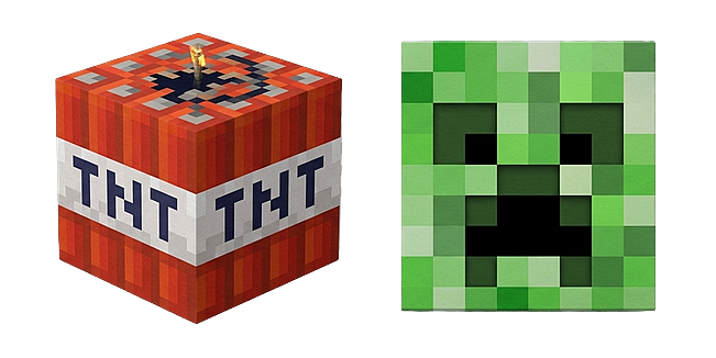 Explosive Minecraft TNT Block and Creeper Head