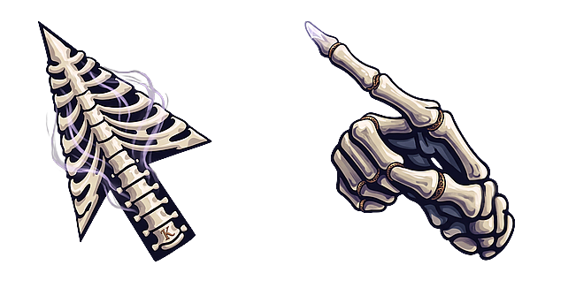 Human Ribcage Arrow and Skeleton Hand Pointing