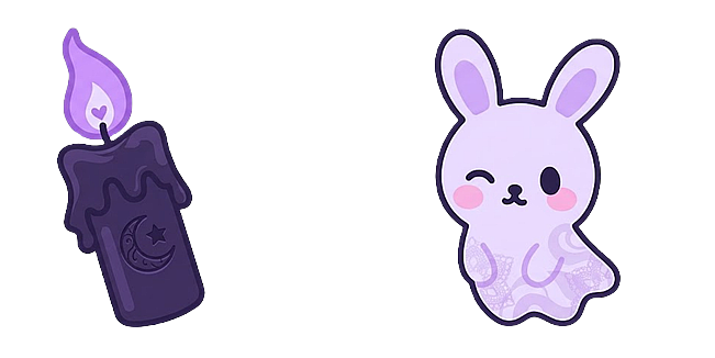 Spooky Cute Ghost Bunny with Purple Bow