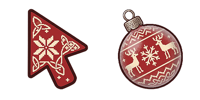 Festive Deer and Snowflake Red Ornament Custom