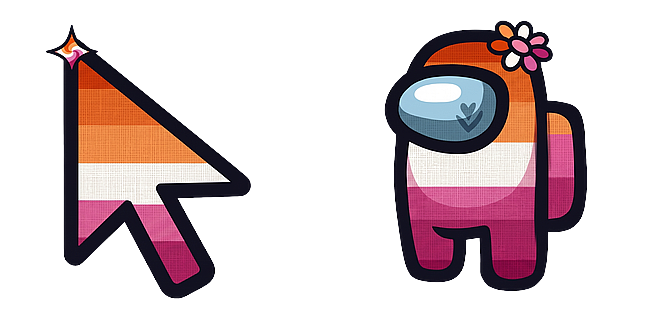 Among Us Lesbian Pride Flag Character and Arrow