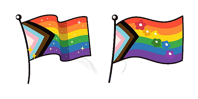 Colorful LGBTQ+ Flag Cursor Set with Sparkles and Waving Effects