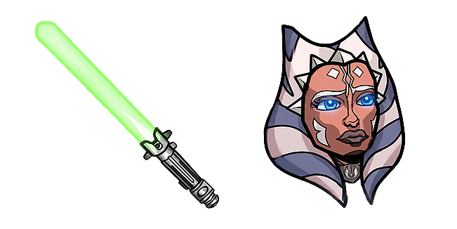 Ahsoka Tano Clone Wars Face and Jedi Lightsaber