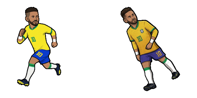 Neymar Jr Number 10 Diving and Falling Animated